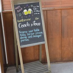 Coach & Four - The Welcome floor sign. - menu - American Near Me - Roanoke, Virginia
