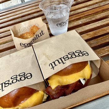 Eggslut - Fairfax Bacon, Egg & Cheese Truffle potatoes - New American Near Me - Glendale, California Eggslut - Fairfax Bacon, Egg & Cheese Truffle potatoes - New American Near Me - Glendale, California