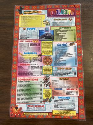 Menu photo 2 El Tlacoyo Tempe, AZ