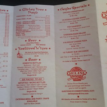 Deliso Pizza - Menu 2 of 2 - Pizza Near Me - Gettysburg, Pennsylvania