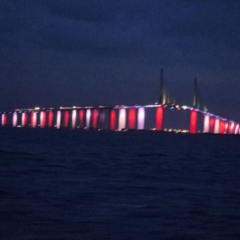 St. Pete Coastal Cruises - The Sunshine Skyway Bridge at night - Boat Tours Near Me - South Pasadena, Florida St. Pete Coastal Cruises - The Sunshine Skyway Bridge at night - Boat Tours Near Me - South Pasadena, Florida