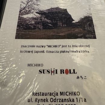 Michiko Sushi Roll - Cover page of menu - Sushi Bars Near Me - Wroclaw, DS Michiko Sushi Roll - Cover page of menu - Sushi Bars Near Me - Wroclaw, DS