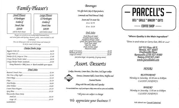 Menu photo 1 Parcell's Deli & Grille Benton, KY Menu photo 1 Parcell's Deli & Grille Benton, KY
