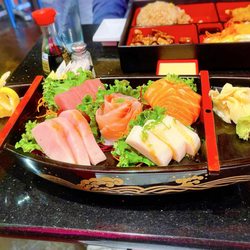 Haiku - Sashimi Lunch: 15 pieces of sashimi for $18.72 (includes complimentary clear soup & side salad) ; chef was generous with the sashimi cuts