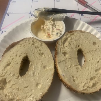 Dunkin' -  two bagels on a paper plate - Donuts Near Me - Daphne, Alabama