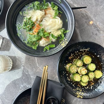 Fisherman Jack's - Pork wonton soup and garlic cucumber salad - Seafood Near Me - Everett, Washington