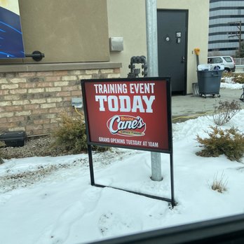 Raising Cane's Chicken Fingers - Training event! Officially open Tuesday December 15 th at 10 am - Fast Food Near Me - Denver, Colorado Raising Cane's Chicken Fingers - Training event! Officially open Tuesday December 15 th at 10 am - Fast Food Near Me - Denver, Colorado