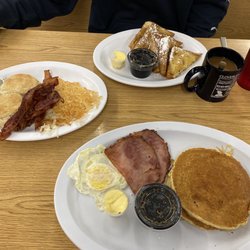 Cloverleaf Family Restaurant - Pancakes, ham, egg, french toast, bacon, hash browns and biscuits!
