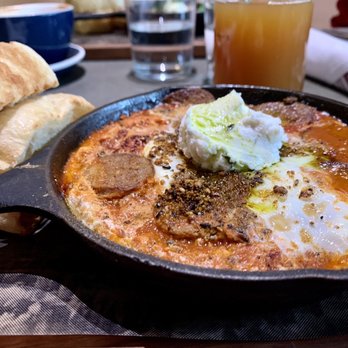 Five5eeds - Shokshoukah with Sausage and a glass of apple juice - Coffee & Tea Near Me - Park City, Utah Five5eeds - Shokshoukah with Sausage and a glass of apple juice - Coffee & Tea Near Me - Park City, Utah