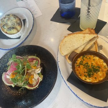 The Atlantic - Crab dip, crab toast and spinach and artichoke stuffed pasta - Seafood Near Me - Virginia Beach, Virginia The Atlantic - Crab dip, crab toast and spinach and artichoke stuffed pasta - Seafood Near Me - Virginia Beach, Virginia