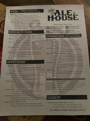 Menu photo 1 The Ale House Vestal, NY Menu photo 1 The Ale House Vestal, NY