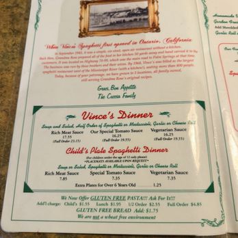 Vince's Spaghetti Route 66 - Italian Near Me - Rancho Cucamonga, California