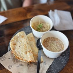 Kids cheese quesadilla with beans and rice