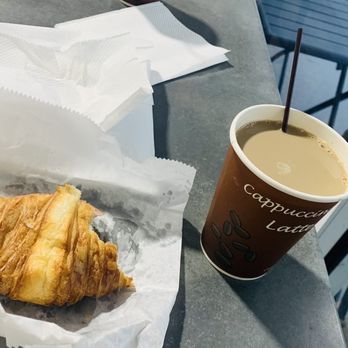 L’atelier Des Pains - Ham and cheese croissant with coffee - Bakeries Near Me - Delray Beach, Florida