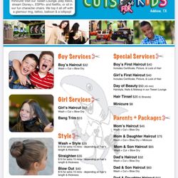 Sharkey's Cuts for Kids- Addison - The list of their prices- very reasonable considering what is included!