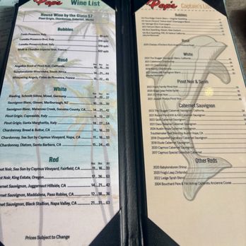 Pop's Sunset Grill - Wine and drink list - Seafood Near Me - Nokomis, Florida Pop's Sunset Grill - Wine and drink list - Seafood Near Me - Nokomis, Florida