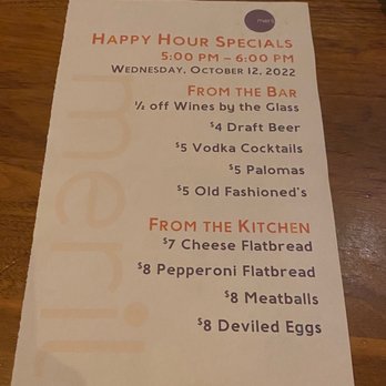 Meril - Happy hour menu - New American Near Me - New Orleans, Louisiana
