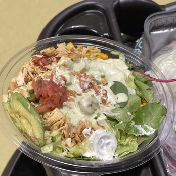 El Pollo Loco - You can see the plastic top at the bottom of the salad bowl. - Fast Food Near Me - Wilmington, California