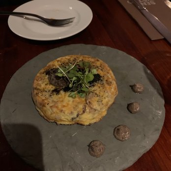 Sensi Bistro - Potato Tortilla with mushroom sauce - Tapas/Small Plates Near Me - Barcelona, B Sensi Bistro - Potato Tortilla with mushroom sauce - Tapas/Small Plates Near Me - Barcelona, B