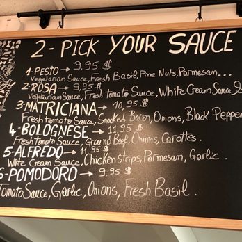Solo Pasta - a menu for pick your sauce - Italian Near Me - Vancouver, British Columbia