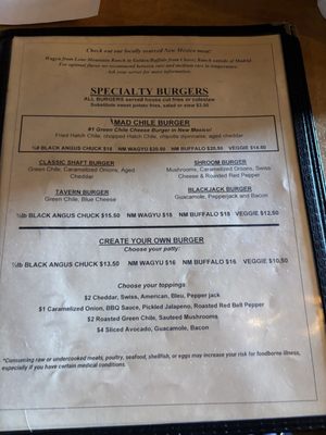 Menu photo 4 Mine Shaft Tavern Madrid, NM