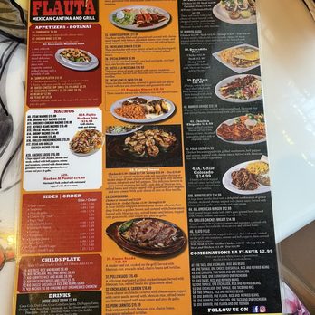 La Flauta Cantina and Grill - Menu (front) - Mexican Near Me - Diamondhead, Mississippi