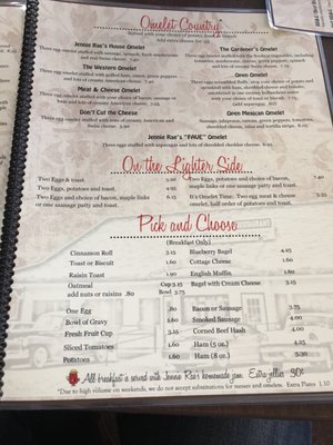 Menu photo 2 Jennie Rae’s Restaurant Rolling Prairie, IN