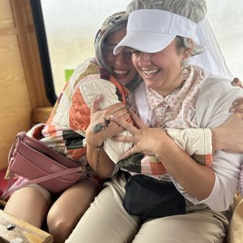 Door County Trolley - The bride enjoying herself on the tour. - Wine Tours Near Me - Egg Harbor, Wisconsin Door County Trolley - The bride enjoying herself on the tour. - Wine Tours Near Me - Egg Harbor, Wisconsin