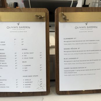 Olivia’s Garden - Beverage menu - Florists Near Me - Toronto, Ontario