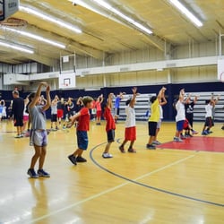 South Texas All Star Basketball Camp - UCLA Line Drills are used to teach campers basic skills at the beginning of each session