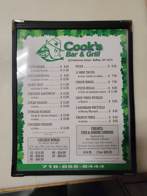 Menu photo 5 Cook's Bar & Grill Buffalo, NY