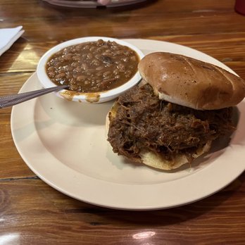 Woody's Bar-B-Q - Sloppy Woody and barbecue beans. - Barbeque Near Me - Holly Hill, Florida