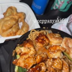 Chicken and shrimp bowl and chicken dumplings