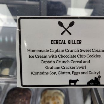 Nicholas Creamery - a sign for cereal killer - Ice Cream & Frozen Yogurt Near Me - Middletown Township, New Jersey Nicholas Creamery - a sign for cereal killer - Ice Cream & Frozen Yogurt Near Me - Middletown Township, New Jersey