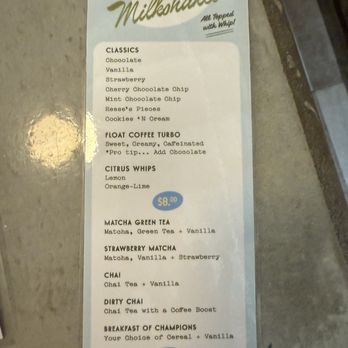 The Laundry Diner - Milkshake menu 8/24/25 - Breakfast & Brunch Near Me - Savannah, Georgia