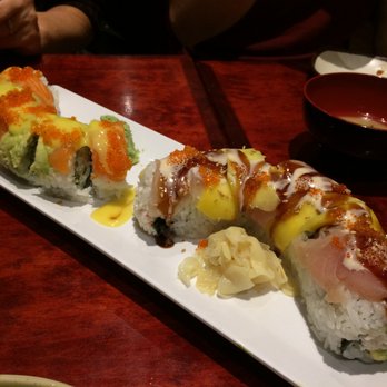 Joy Sushi - Papaya roll (top left) and Mango Paradise roll (bottom right) - Sushi Bars Near Me - San Mateo, California
