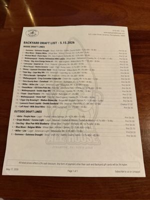 Menu photo 1 Backyard Ale House Scranton, PA Menu photo 1 Backyard Ale House Scranton, PA