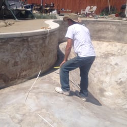 Tuscan Pools & Matters of the Hearth - Measuring a pool for a new vinyl liner.