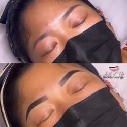 Lash'd Up Beauty Lounge - Before ombre brow touchup & after client asked to go bolder