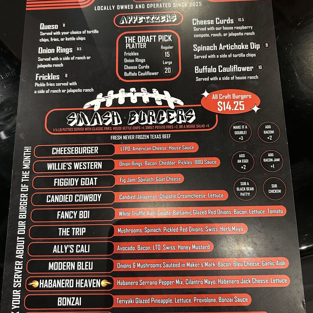 Burger Bar - Menu - Sports Bars Near Me - Cedar Park, Texas