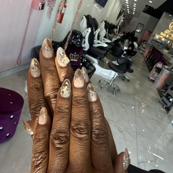 Downey Nails And Lashes - Matching of the press on nails that I bought from a beauty supply store they did this by hand with gel X nails - Nail Salons Near Me - Downey, California