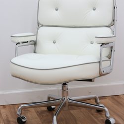 Leather Solution - AFTER / CUSTOM: Front view of a custom Executive Eames Office Chair restored and topcoated.