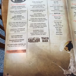 Food and beer menu