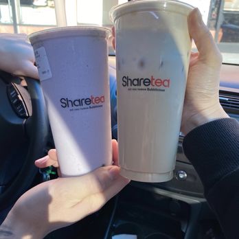 Sharetea - Blended taro with crushed Oreos on the top and bottom and classics black milk tea with creama - Coffee & Tea Near Me - Concord, California