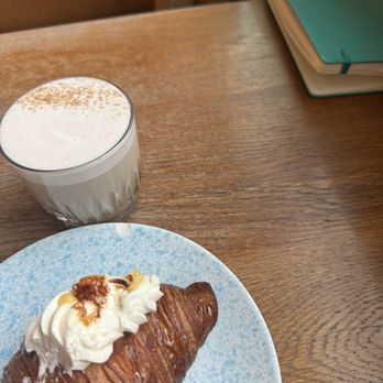 Nemesis Coffee - Toasted honey croissant- filled with lemon curd and cream. So good! Apple chai to top it off. - Cafes Near Me - Vancouver, British Columbia