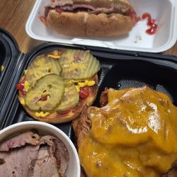 Tri Tip Burger and Hot Dog with extra Tri Tip