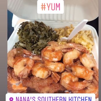 Nana's Southern Kitchen - Jump Shrimp, catfish, mac, and cheese with collard greens. #yum. - Seafood Near Me - Kent, Washington Nana's Southern Kitchen - Jump Shrimp, catfish, mac, and cheese with collard greens. #yum. - Seafood Near Me - Kent, Washington