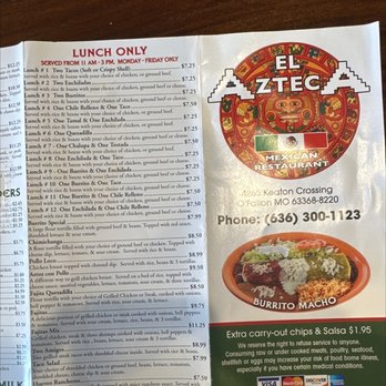 El Azteca - Menu 4 - fall 2021 - Mexican Near Me - O'Fallon, Missouri El Azteca - Menu 4 - fall 2021 - Mexican Near Me - O'Fallon, Missouri