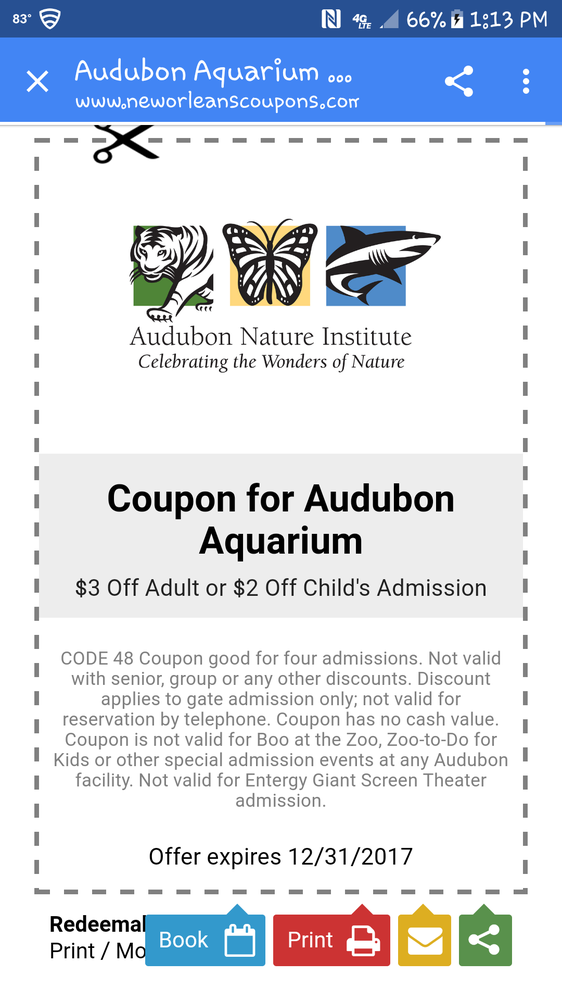 audubon aquarium coupons