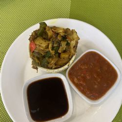 Peaceful Loft Vegetarian Restaurant - different complimentary sauces